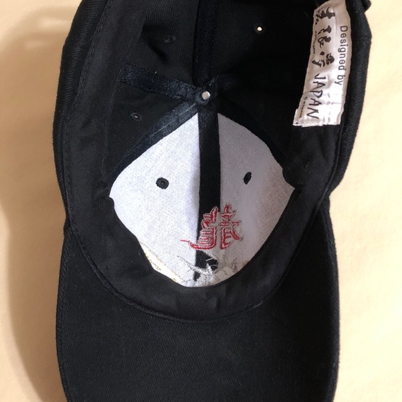 Japan Dragon Embroidered Adjustable Cap Baseball Hat Black Red Gold 90’s - Picture 6 of 6